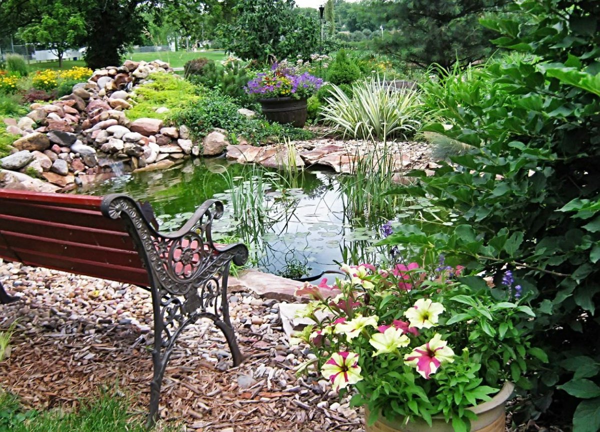 Скамейка у пруда