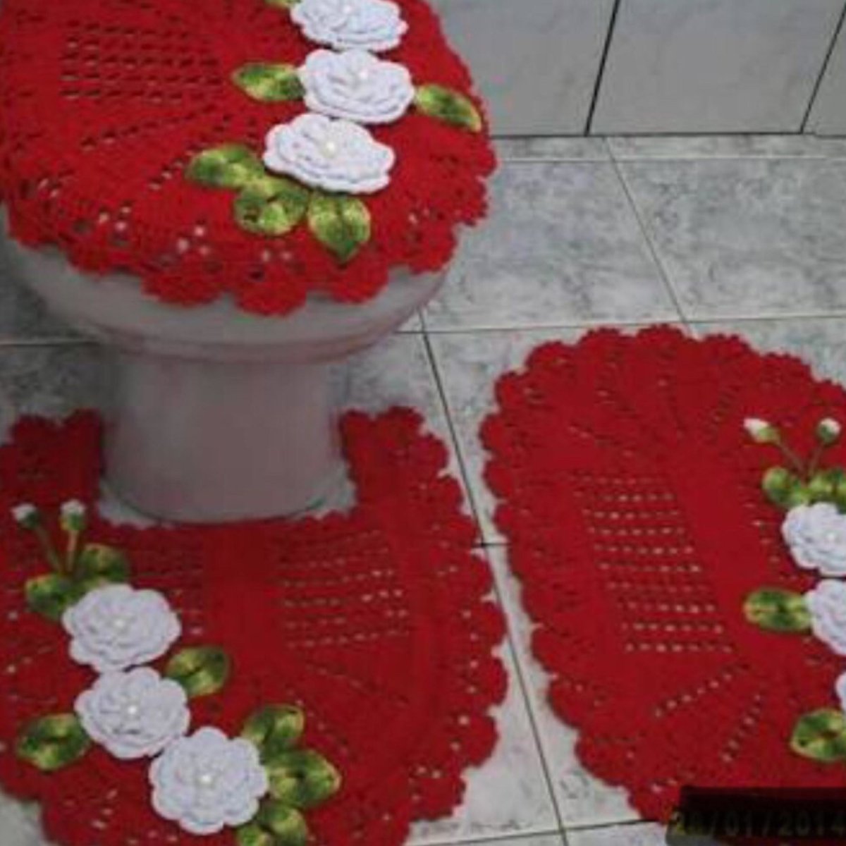 Вязаные коврики для ванной и туалета крючком