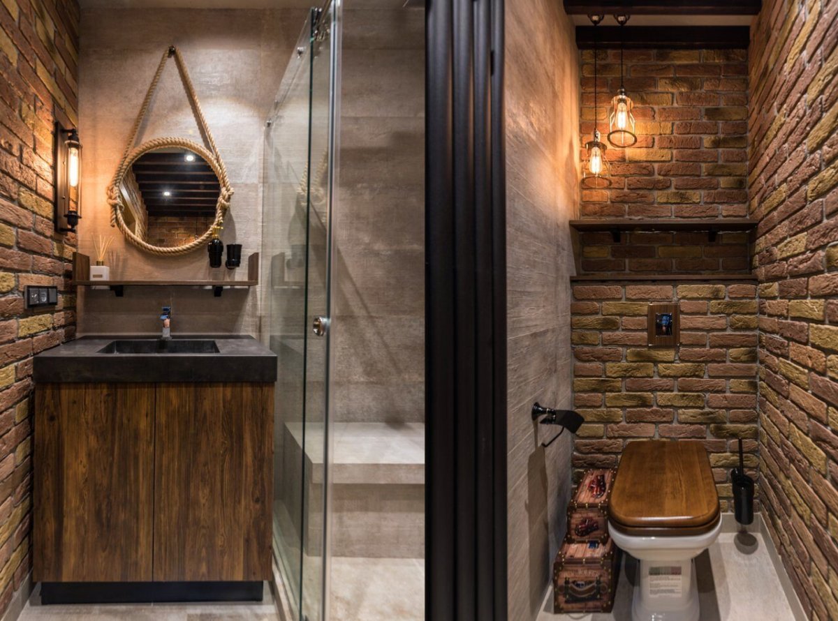 Туалет в Индустриальном стиле