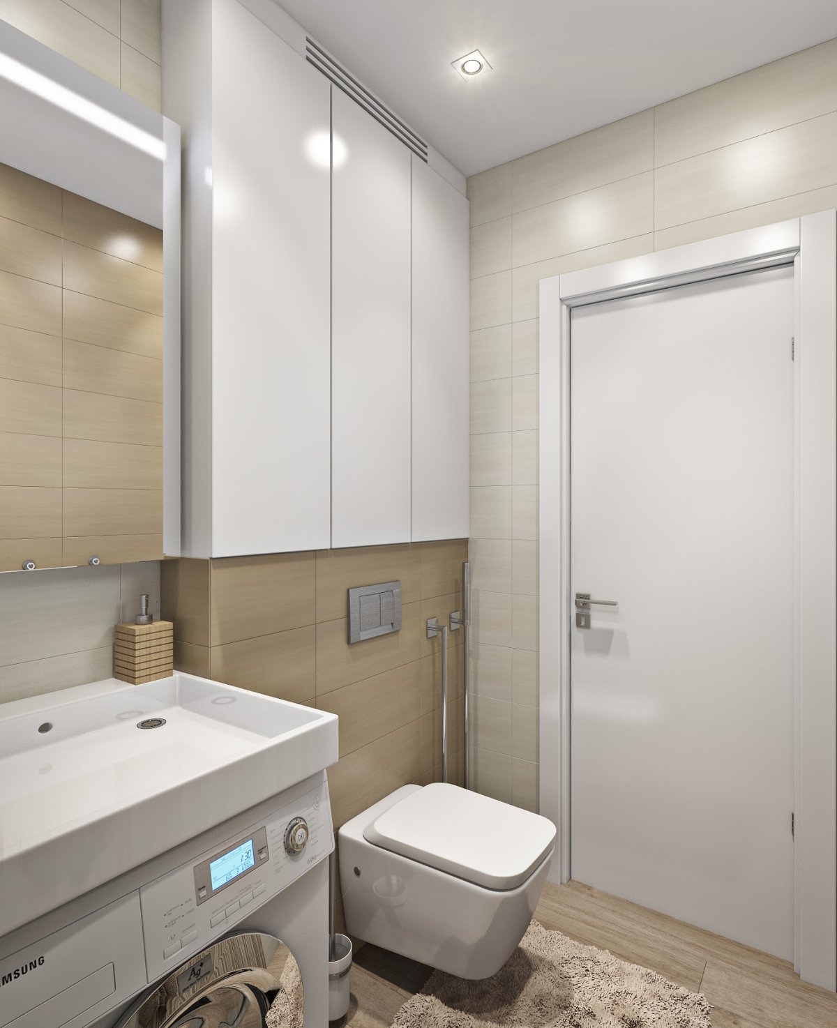 Шкаф в санузел над инсталляцией