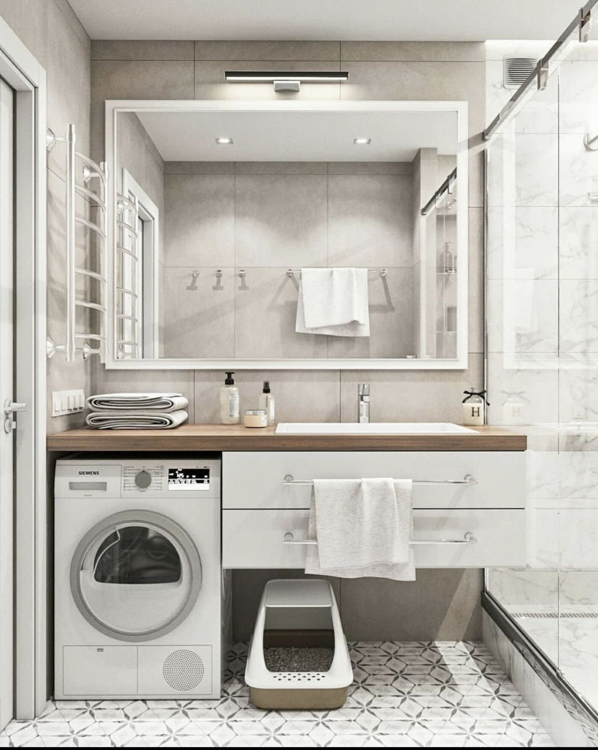 Ванная комната с туалетом и стиральной машиной