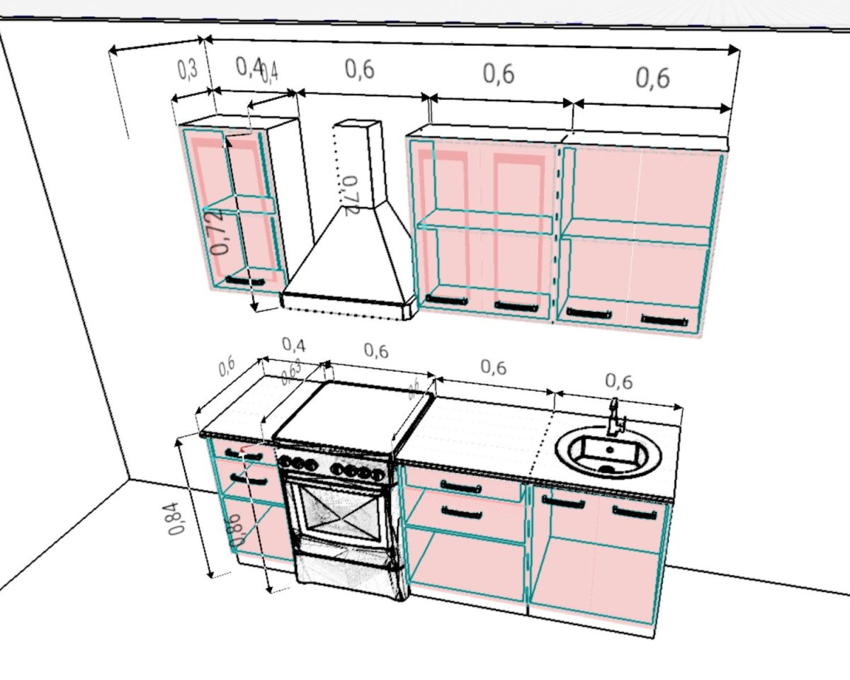 Зазор между кухней и стеной
