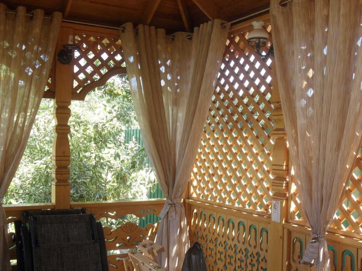 Занавески в беседку на дачу