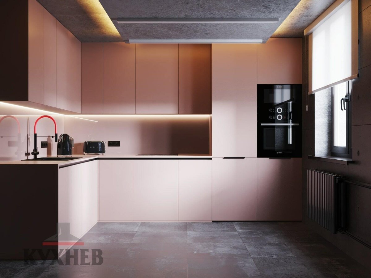 Кухня софт тач розовая