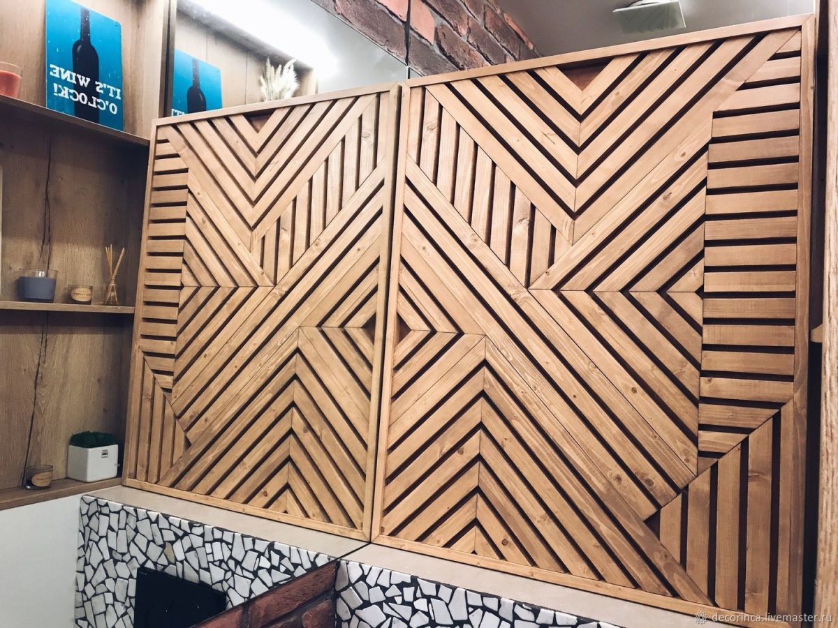 Отделка стен деревянными рейками