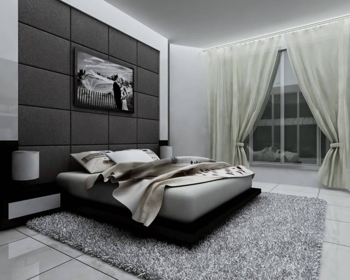 Черно белая спальня дизайн
