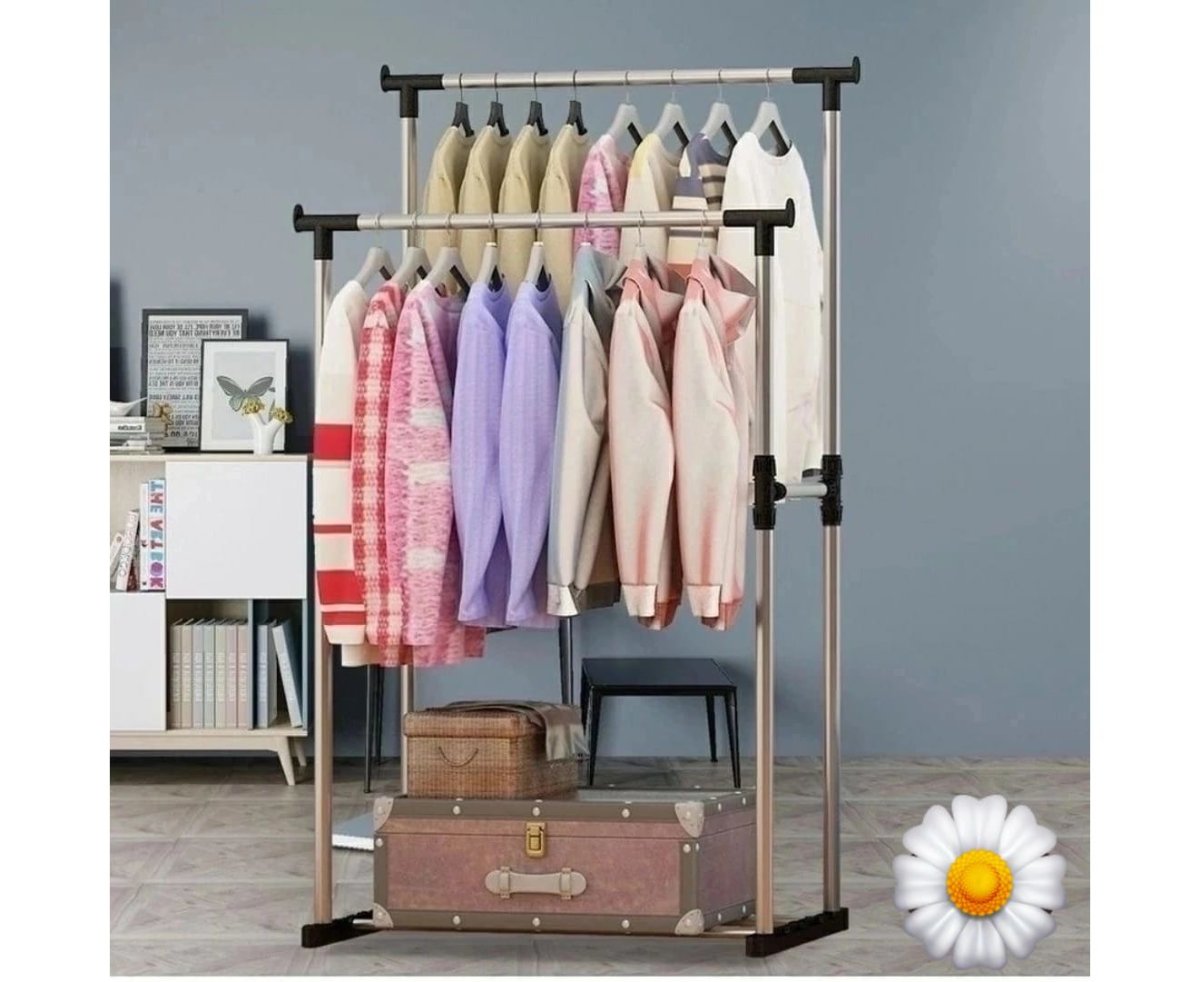 Двойная напольная передвижная стойка для одежды Double-Pole Telescopic clothes Rack