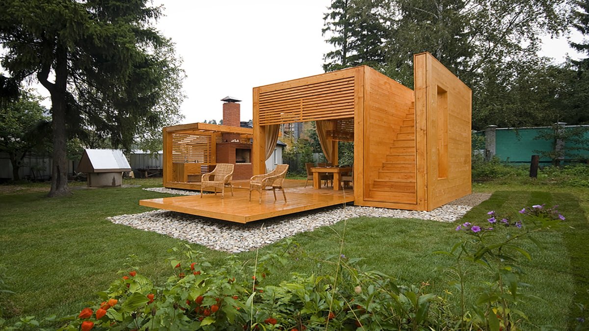 Двухъярусная беседка для дачи