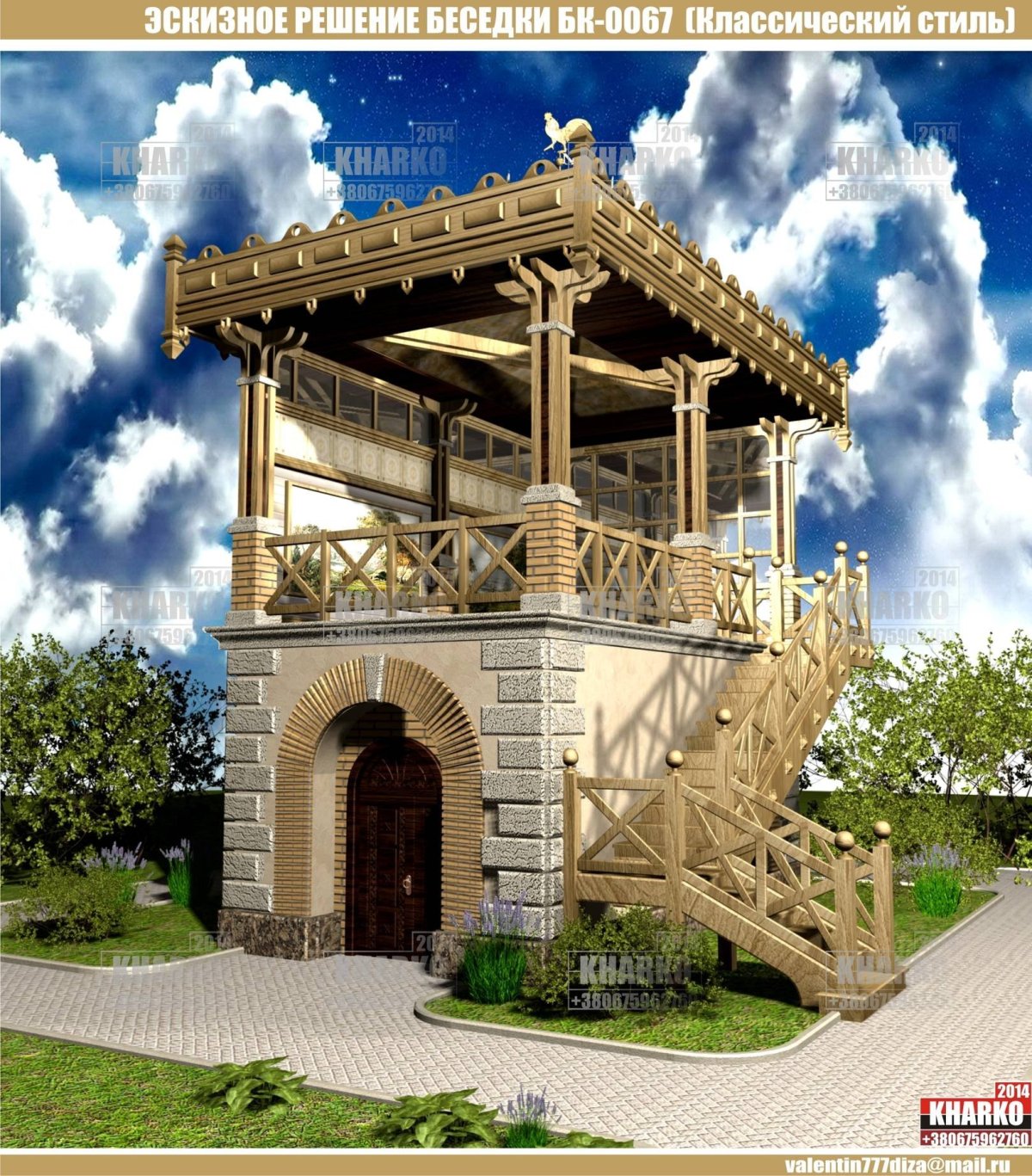 Беседки двухэтажные деревянные