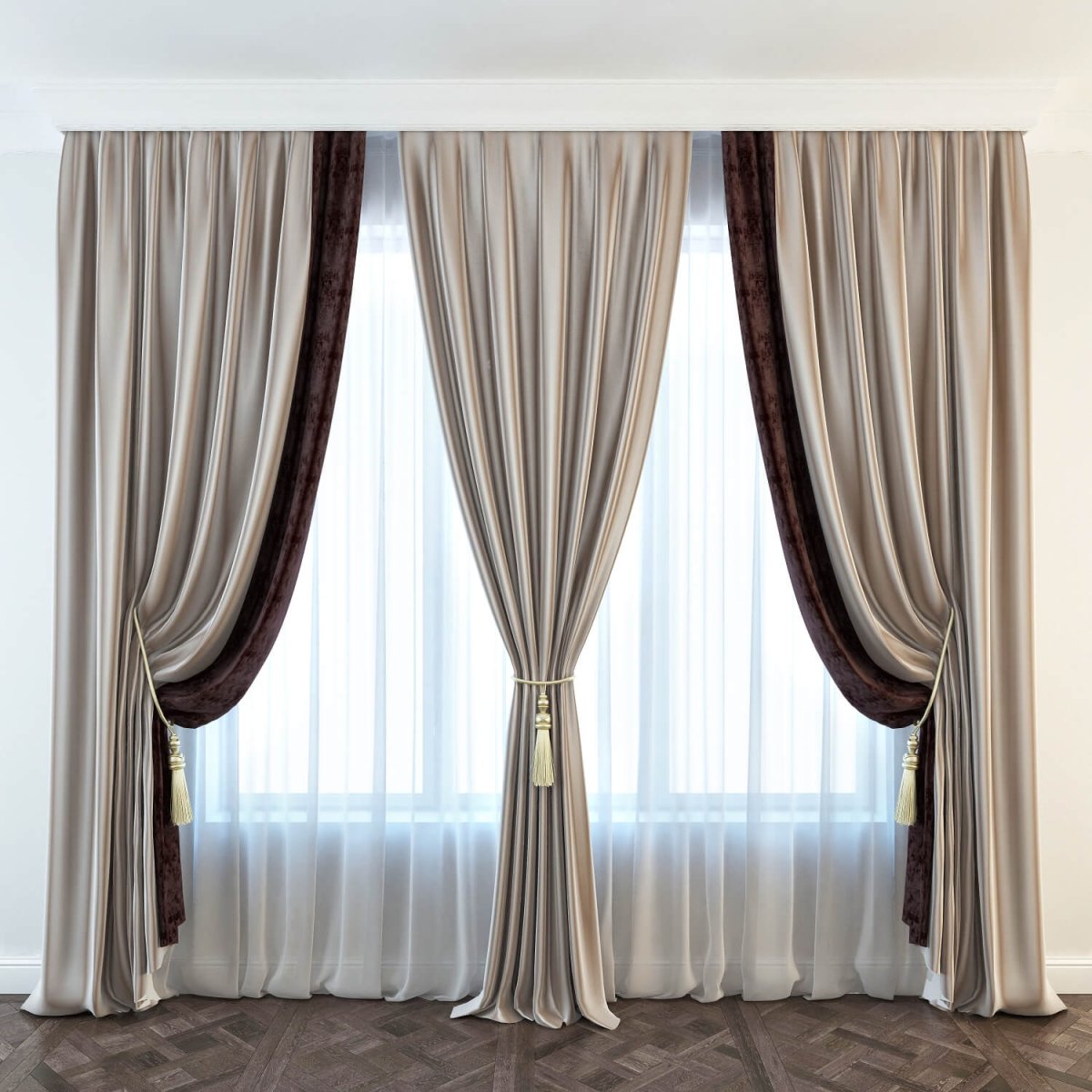 Шторы для зала в современном стиле