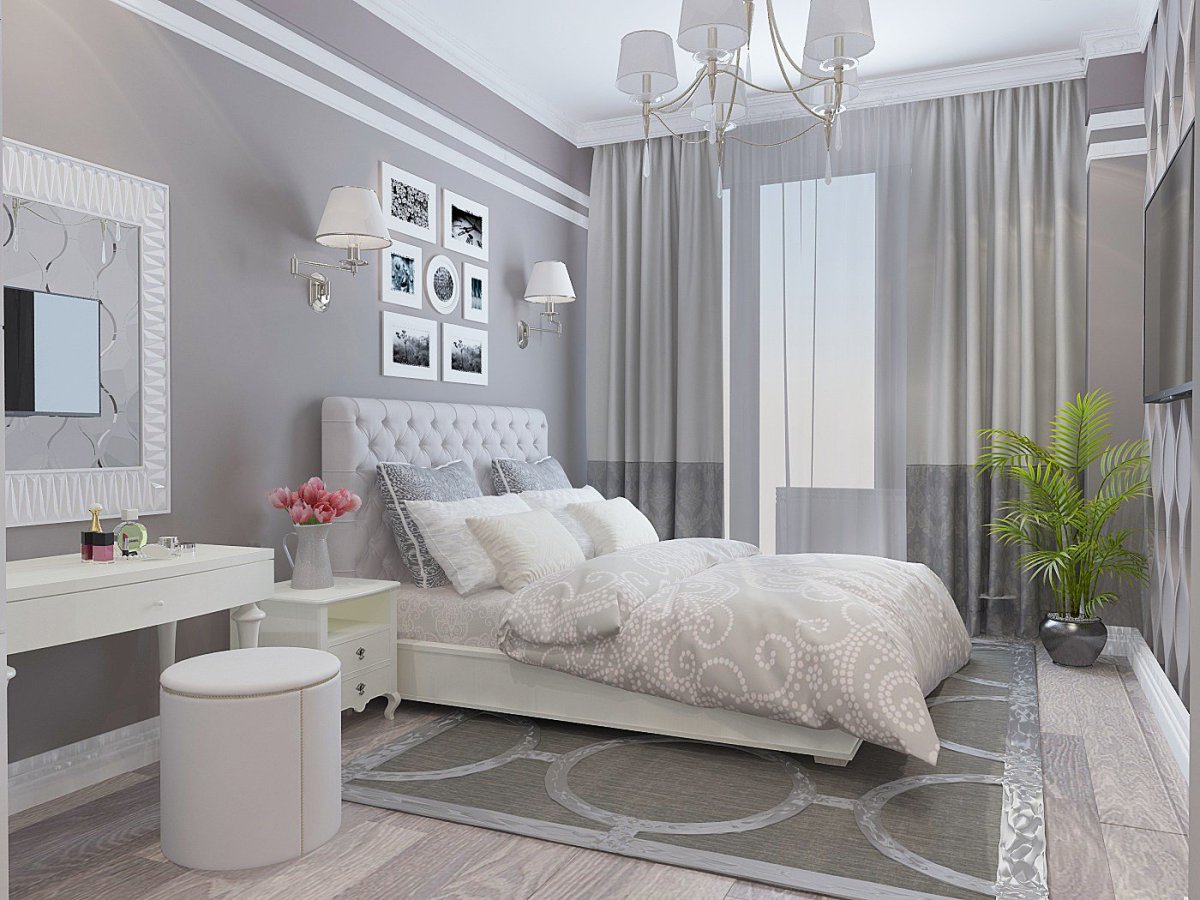 Дизайн спальни в светлых тонах современный стиль
