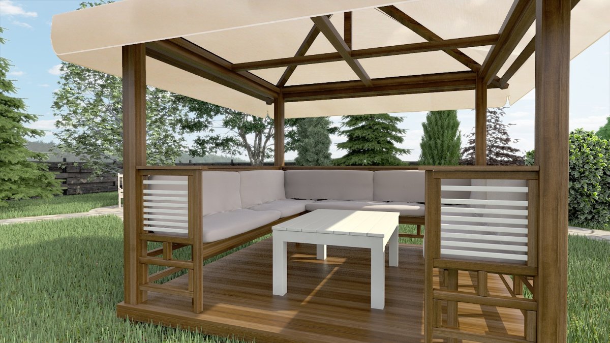 Беседка для дачи деревянная современная