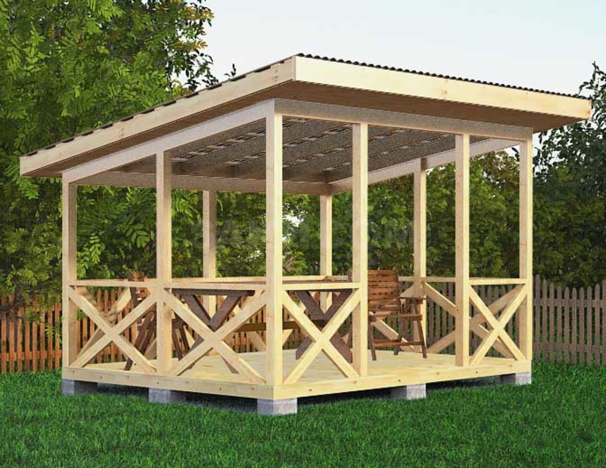 Беседка односкатная 5 на 4