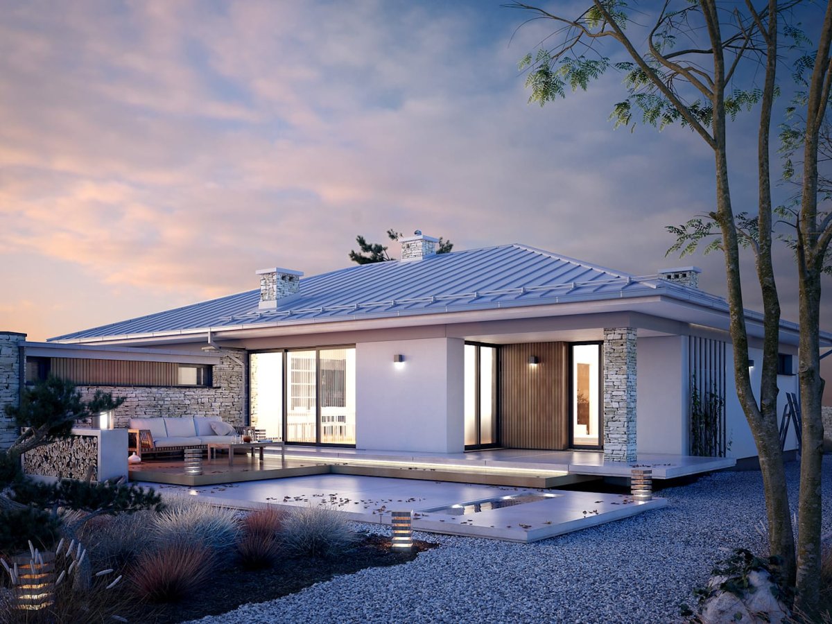 Проект бунгало одноэтажное Модерн