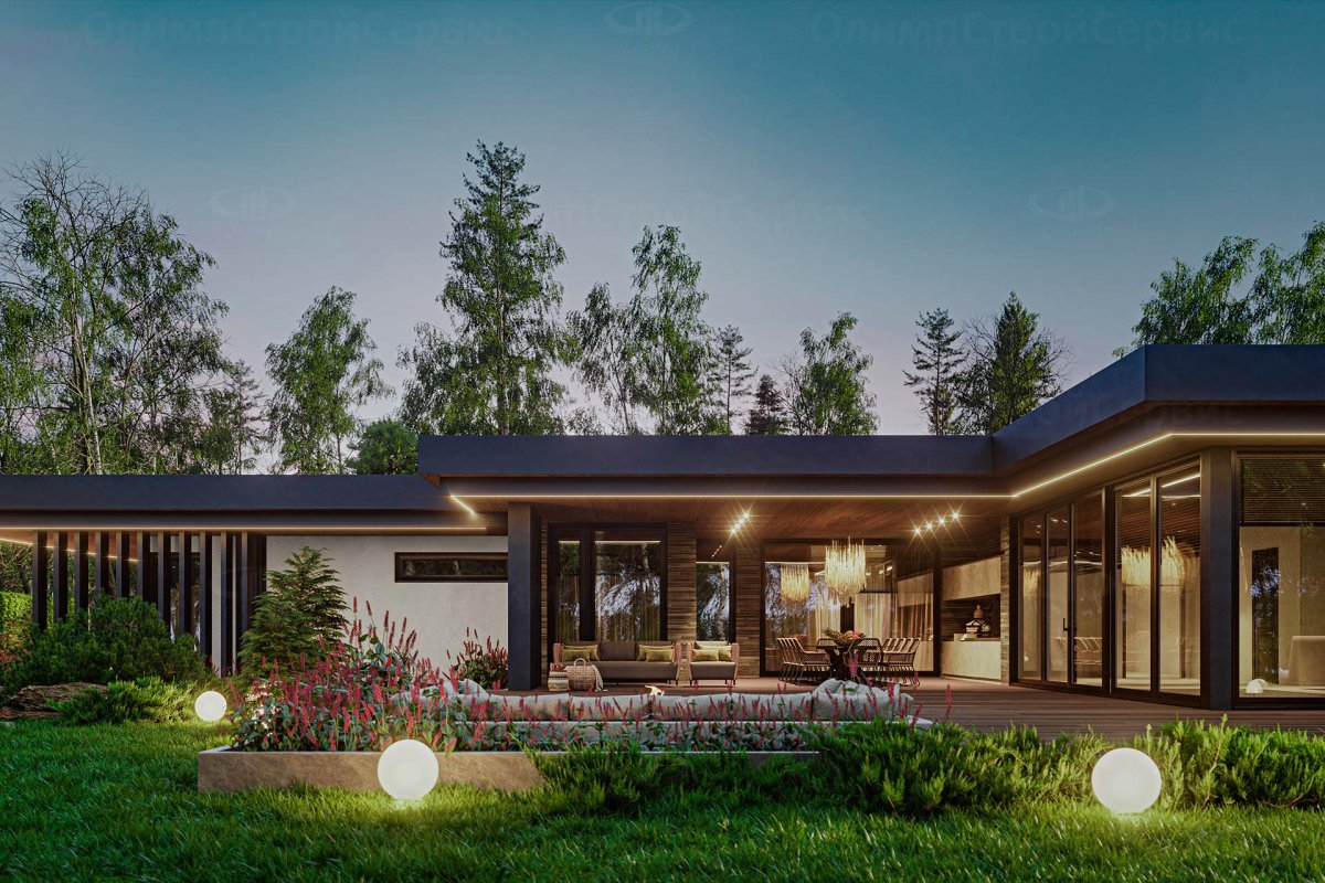 Современный одноэтажный дом