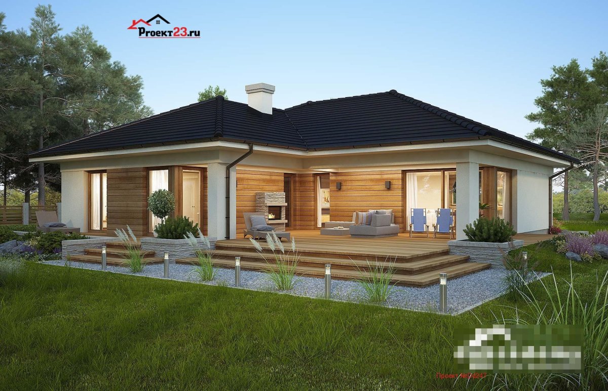 Проект z10 одноэтажный дом с террасой 105