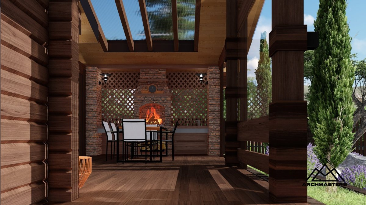 Баня с открытой террасой