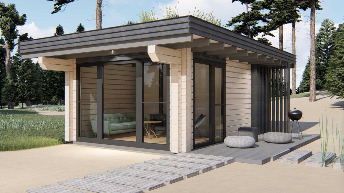 Баня из клееного бруса с односкатной крышей