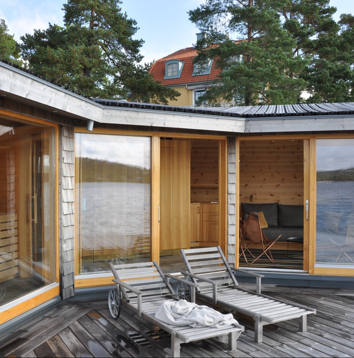 Баня каркасная стиль мобильная Скандинавия