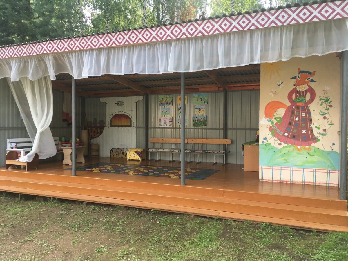 Украшение беседки в детском саду