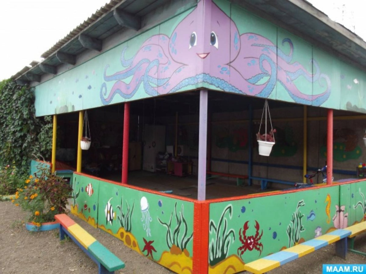 Украшение беседки в детском саду
