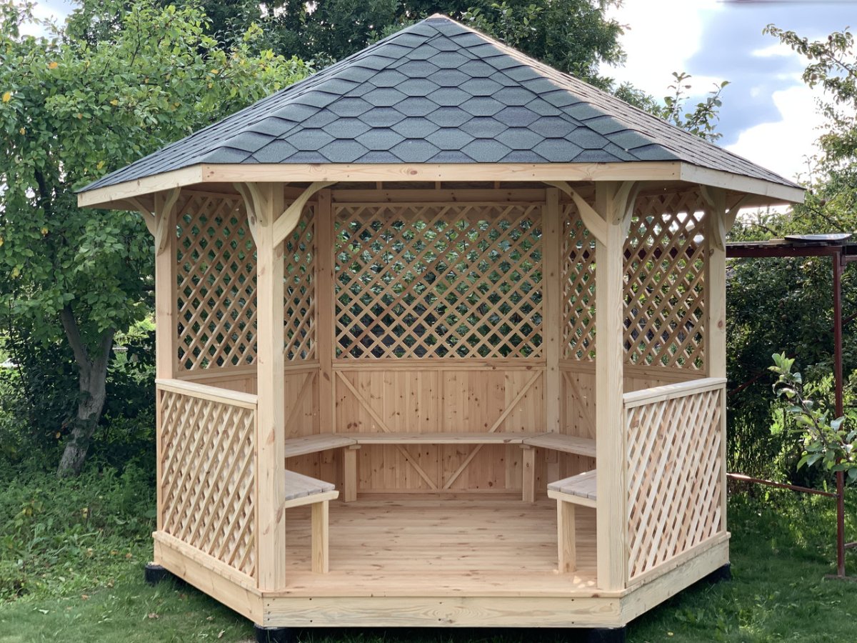Шестигранная беседка пикник 10