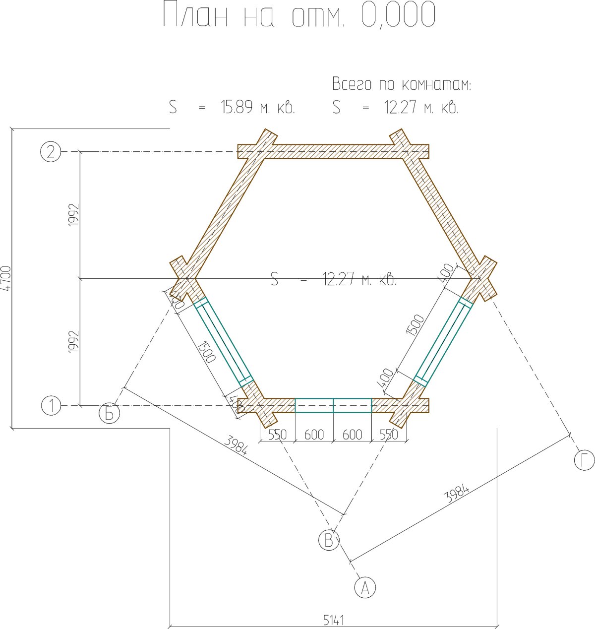 Чертеж шестиугольной беседки из дерева с размерами