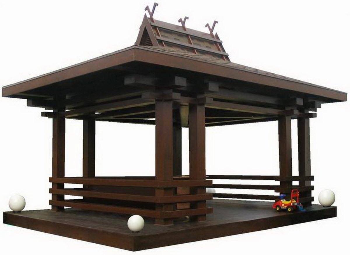 Деревянная беседка в японском стиле