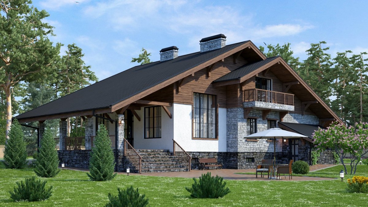 Проект Шале 250кв с цоколем