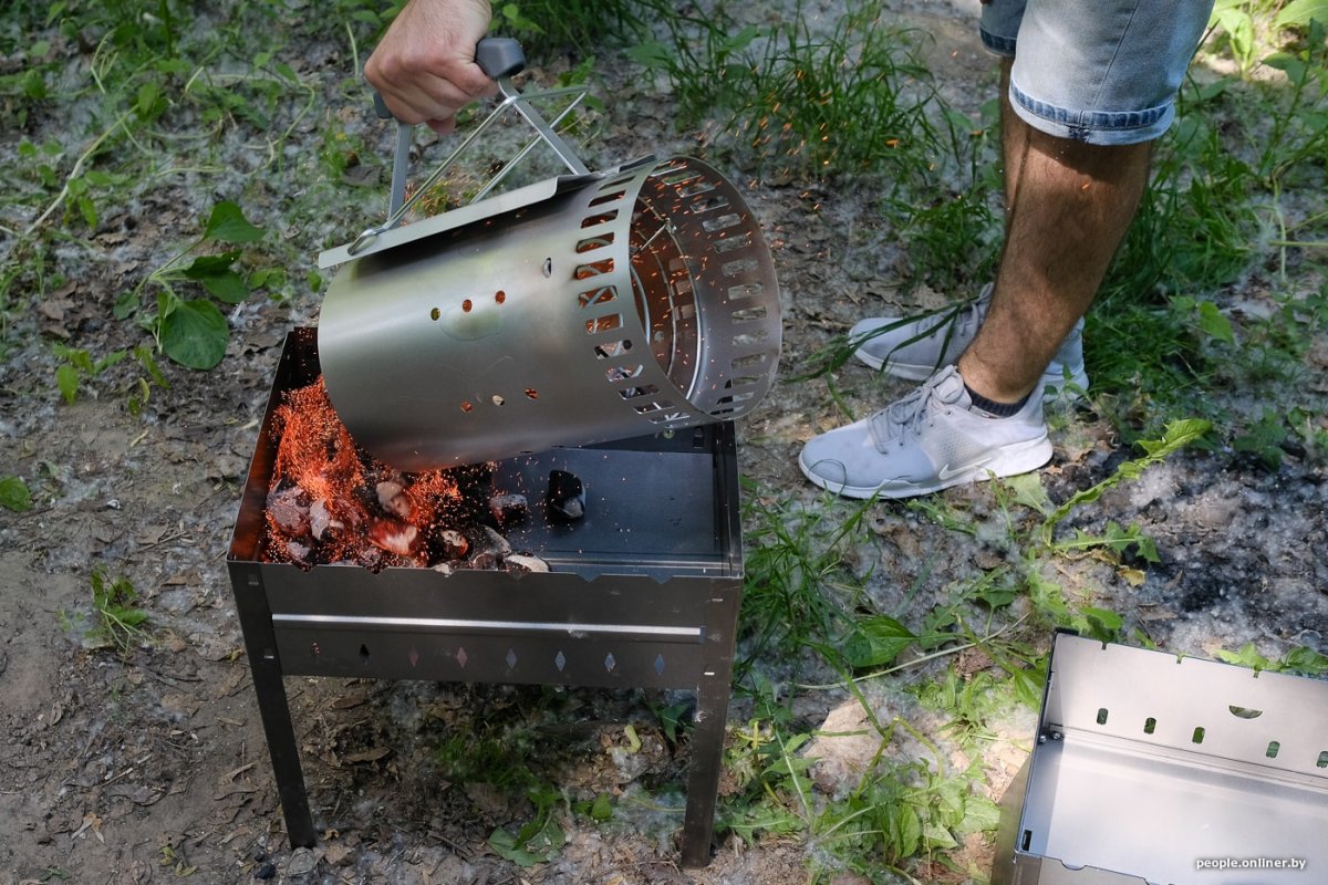 Разжигаем мангал брикетами береза
