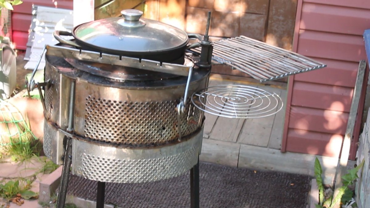 Коптильня из стирального барабана