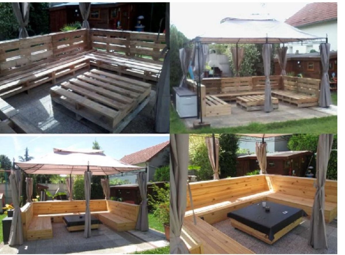Летняя беседка из поддонов