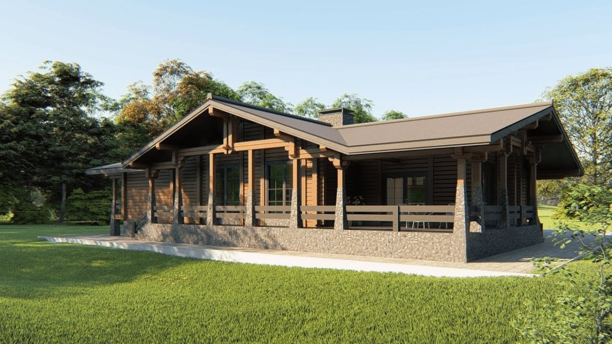 Дом в стиле Шале одноэтажный с террасой проекты