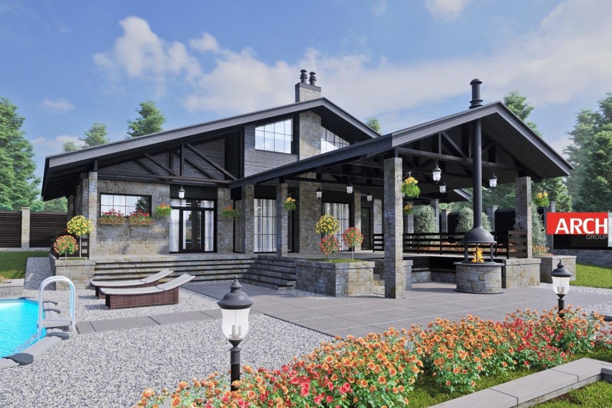 Дача веранда фахверк