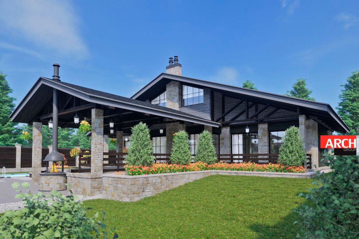 Стиль Шале экстерьер одноэтажный дом