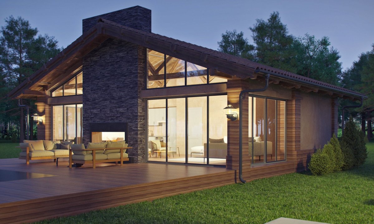 Одноэтажный дом Honka с террасой