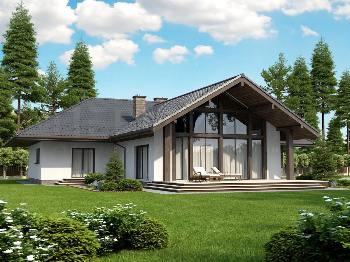 Проект дом Шале одноэтажный 100м2