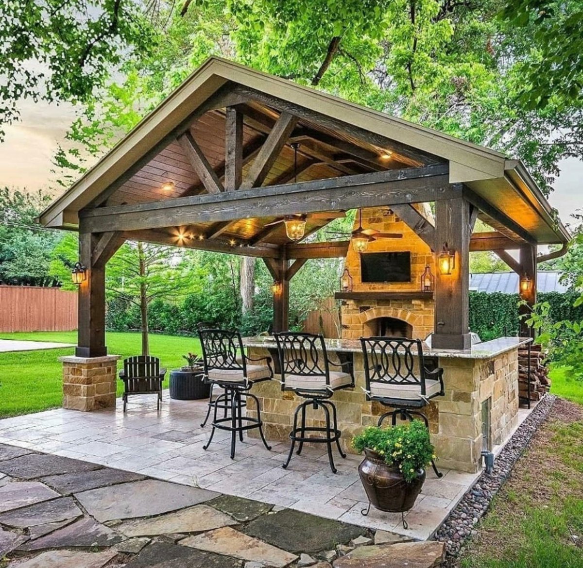 Беседки патио зона с мангалом