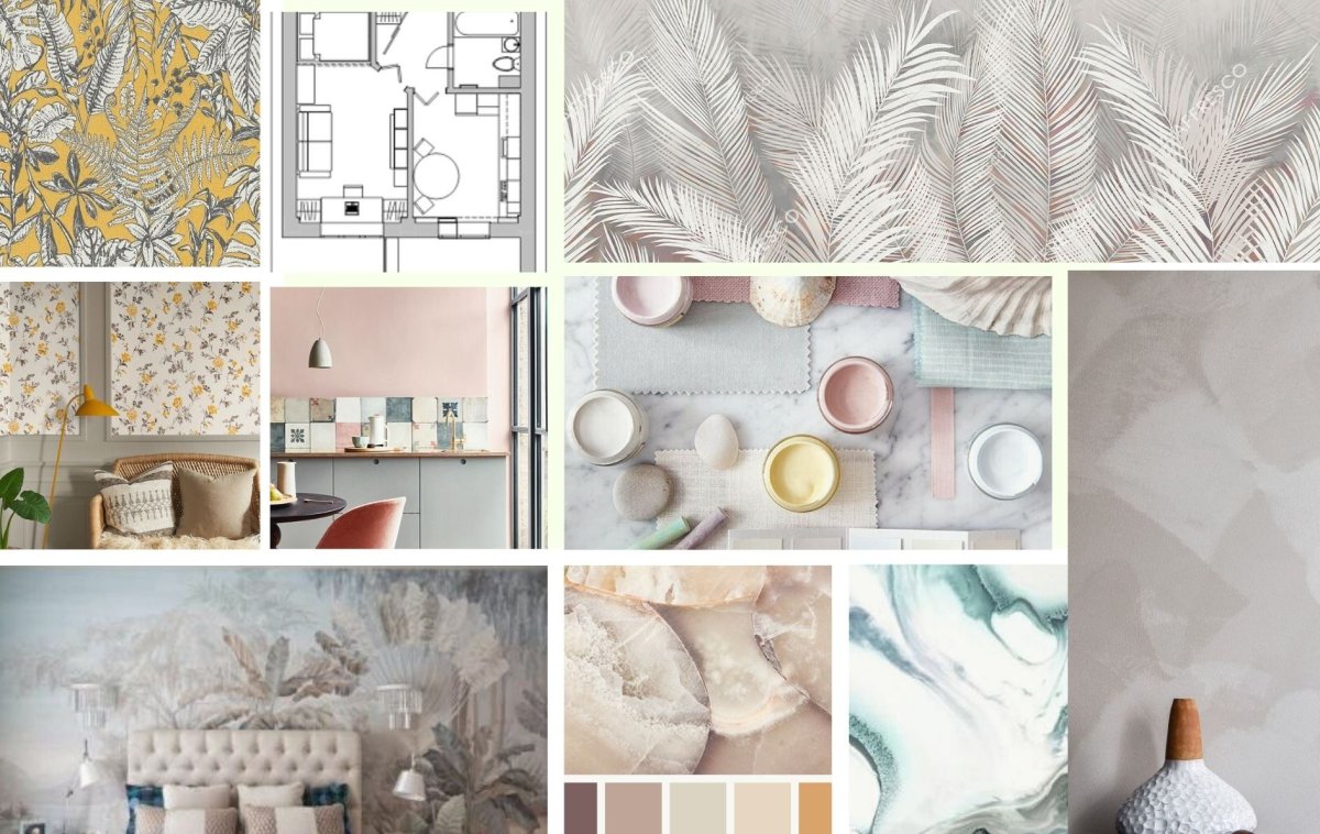 Обои и краска в интерьере