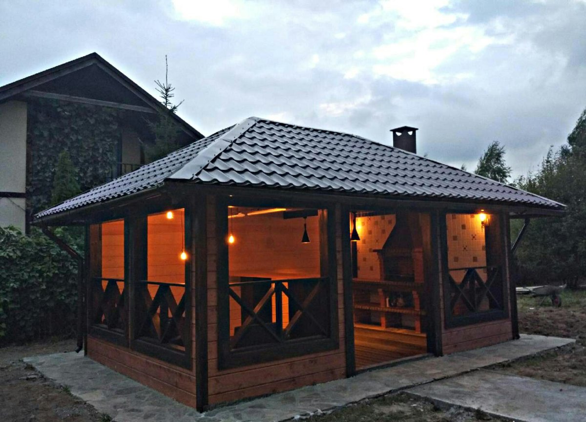 Беседка с барбекю и мангалом 6х5