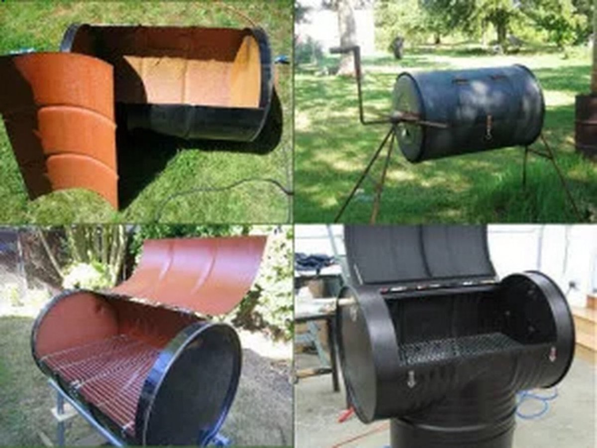 Мангал из 200 литровой бочки футерованный кирпичом