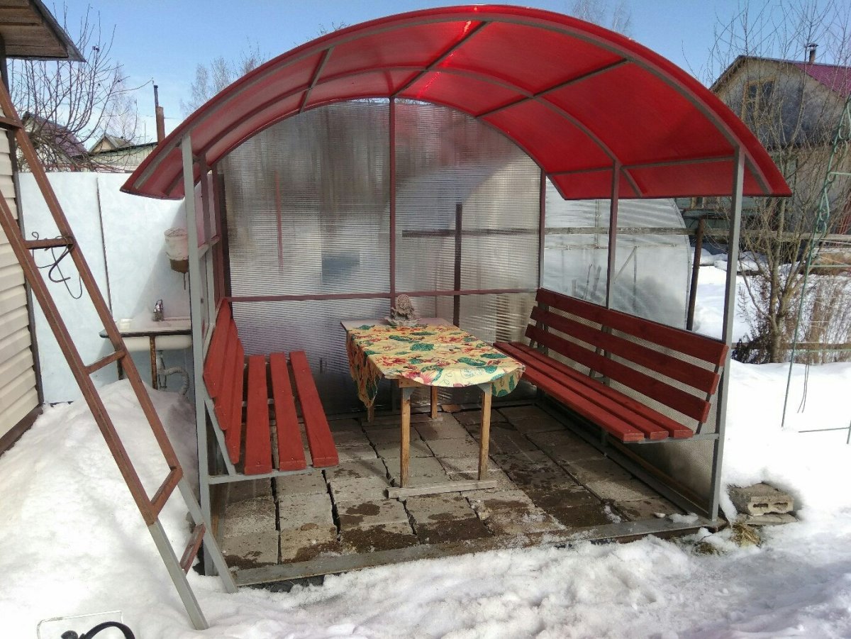 Беседка Дачная "усадьба" - фото повреждений снегом