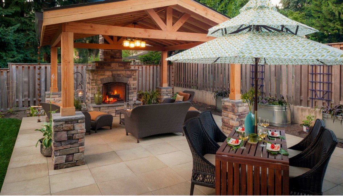 Веранда патио с мангалом