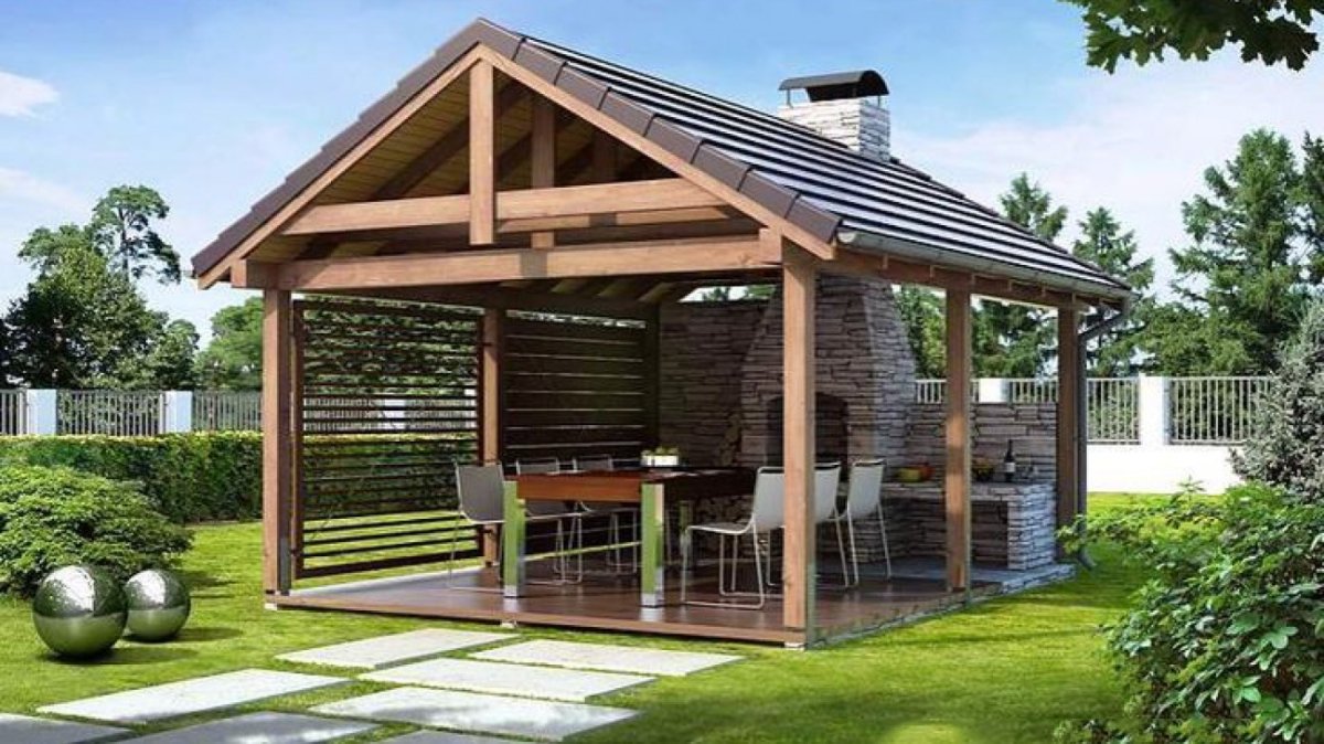 Беседка 4 на 4 с мангалом