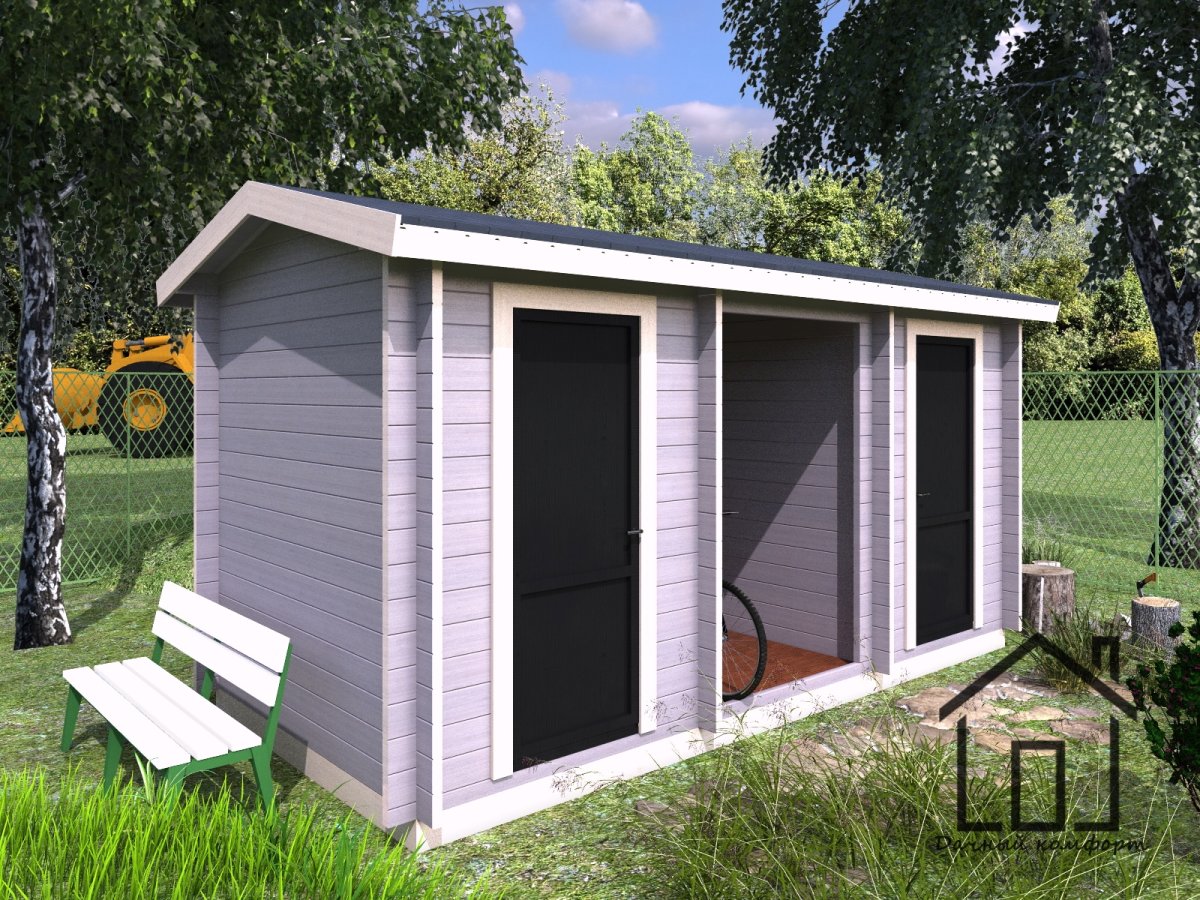 Хозблок с дровником 5х2 односкатный