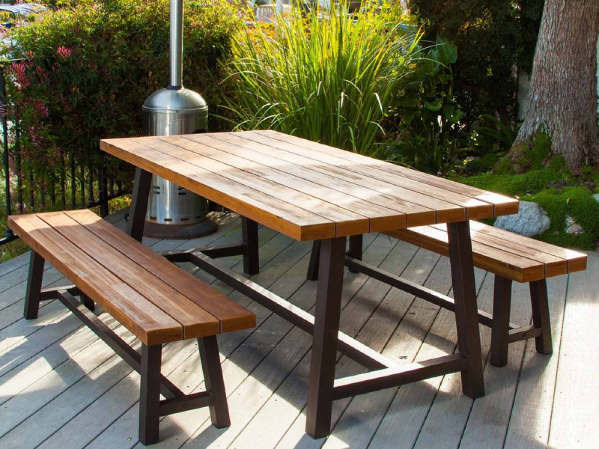 Комплект садовой мебели (стол+2 скамейки) пластик HDPE