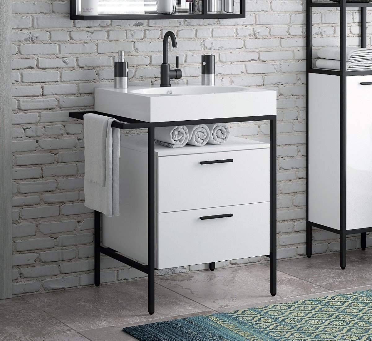 Тумба 60 Corozo Хилтон белый с умывальником ontario60