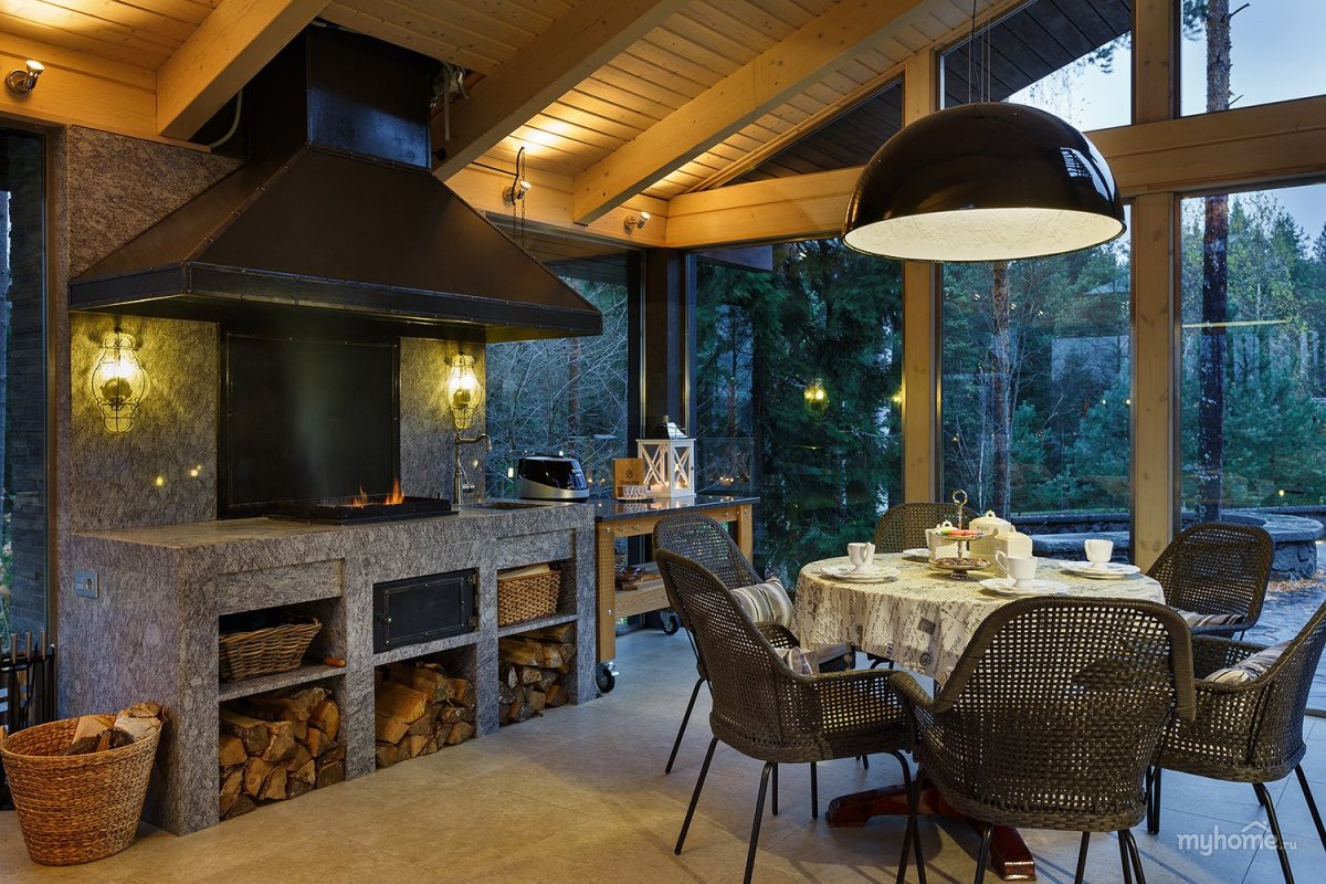 Загородный дом на Медном озере Honka 450м2 кухня