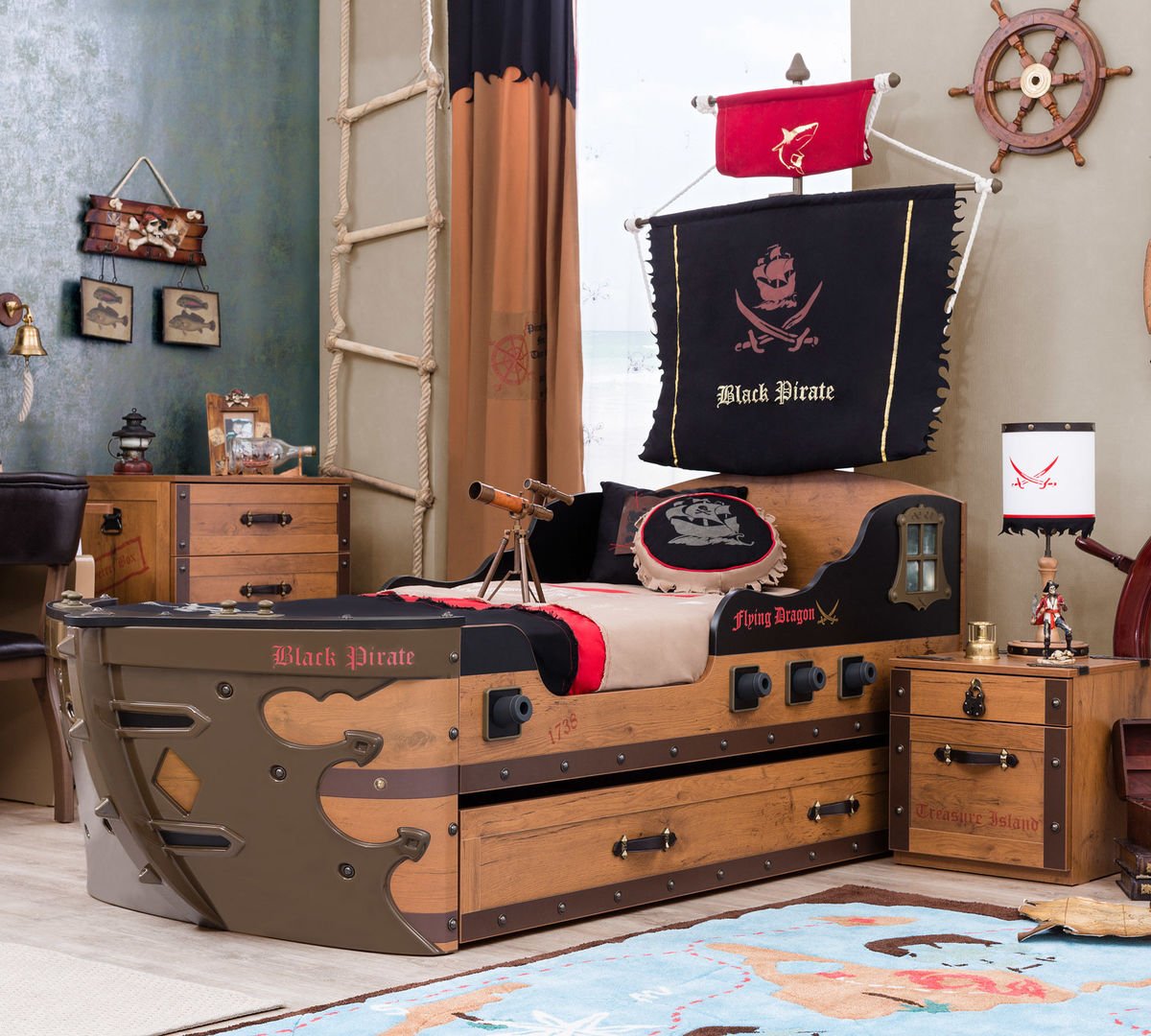 Кровать пиратский корабль для мальчика хофф