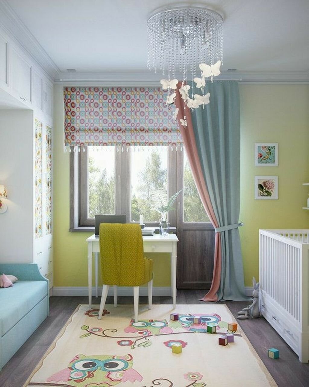Детская комната с балконной дверью - 68 фото